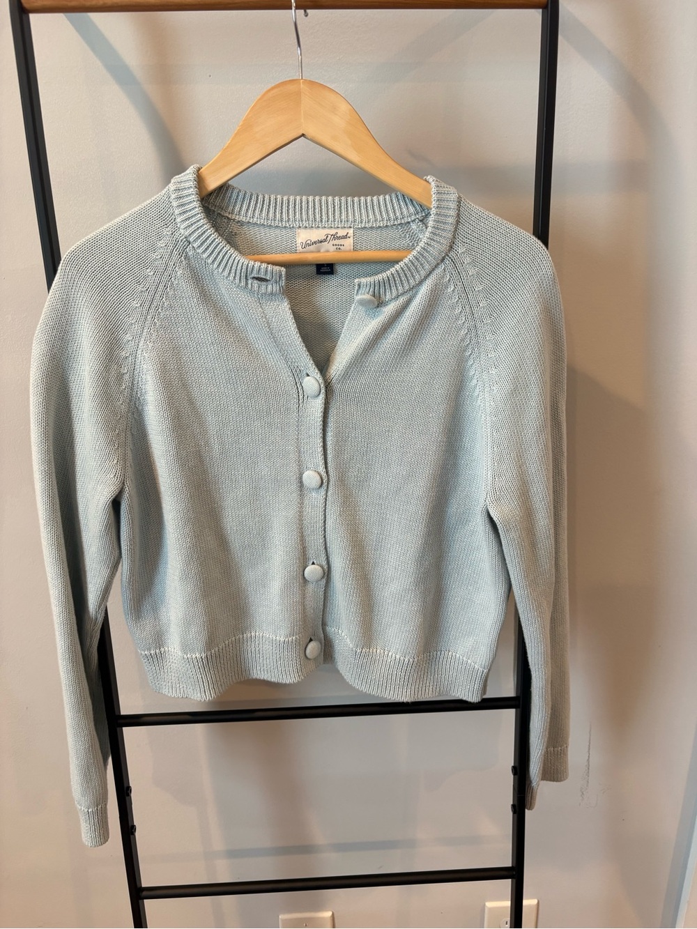 Universal Thread Pale Blue Cropped Button-Up Cardigan